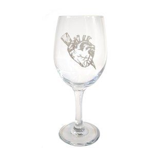 Staked Heart Clear Wine Glass, Vampire Gothic